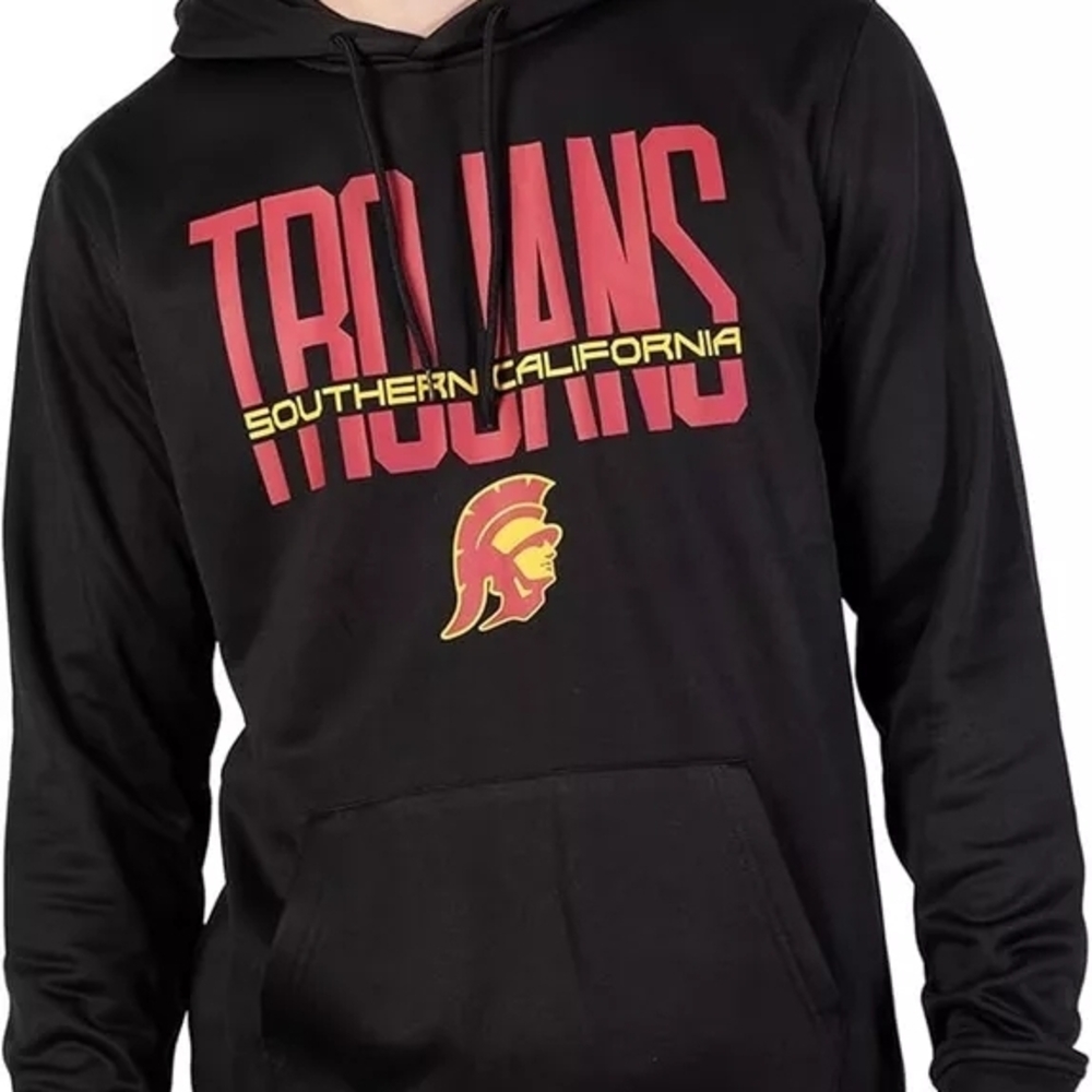 USC Trojans Men's LARGE Black Hooded Sweatshirt Hoodie (Southern Cal) NCAA